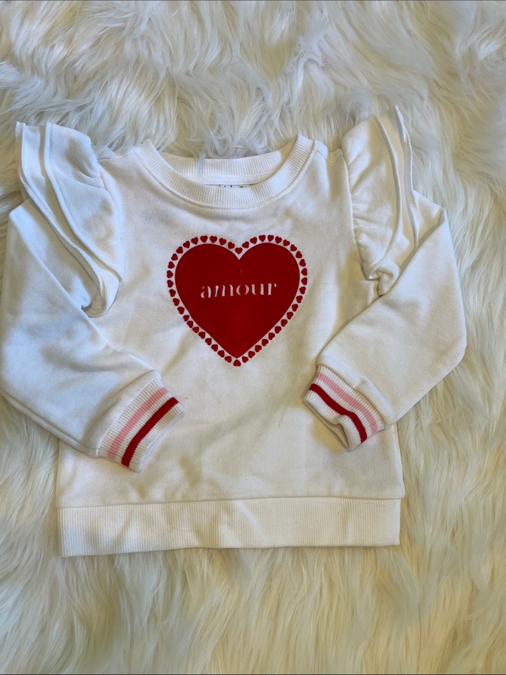 Janie and Jack White Sweatshirt with Red Heart Graphic- NWT